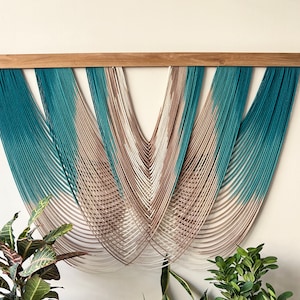 Große Makramee-Wandbehang | Dip Dye Wandbehang | Textilkunst| Textilkunst| Schlafzimmer Dekor | Boho Wanddekor | Weihnachtsdeko