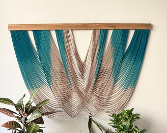 Large Handmade Macrame Wall Hanging | Dip Dye Boho Tapestry