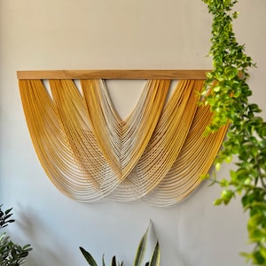 Große Makramee-Wandbehang | Dip Dye Wandbehang | Textilkunst| Textilkunst| Schlafzimmer Dekor | Boho Wanddekor | Weihnachtsdeko