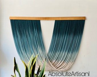 Large Teal Macrame Wall Hanging| Dip Dye Tapestry Wall Hanging| Fibre Art| Textile Art| Bedroom Decor| Boho Wall Decor| Christmas Decor