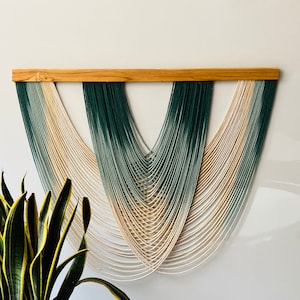 Große Makramee-Wandbehang | Dip Dye Wandbehang | Textilkunst| Textilkunst| Schlafzimmer Dekor | Boho Wanddekor | Weihnachtsdeko
