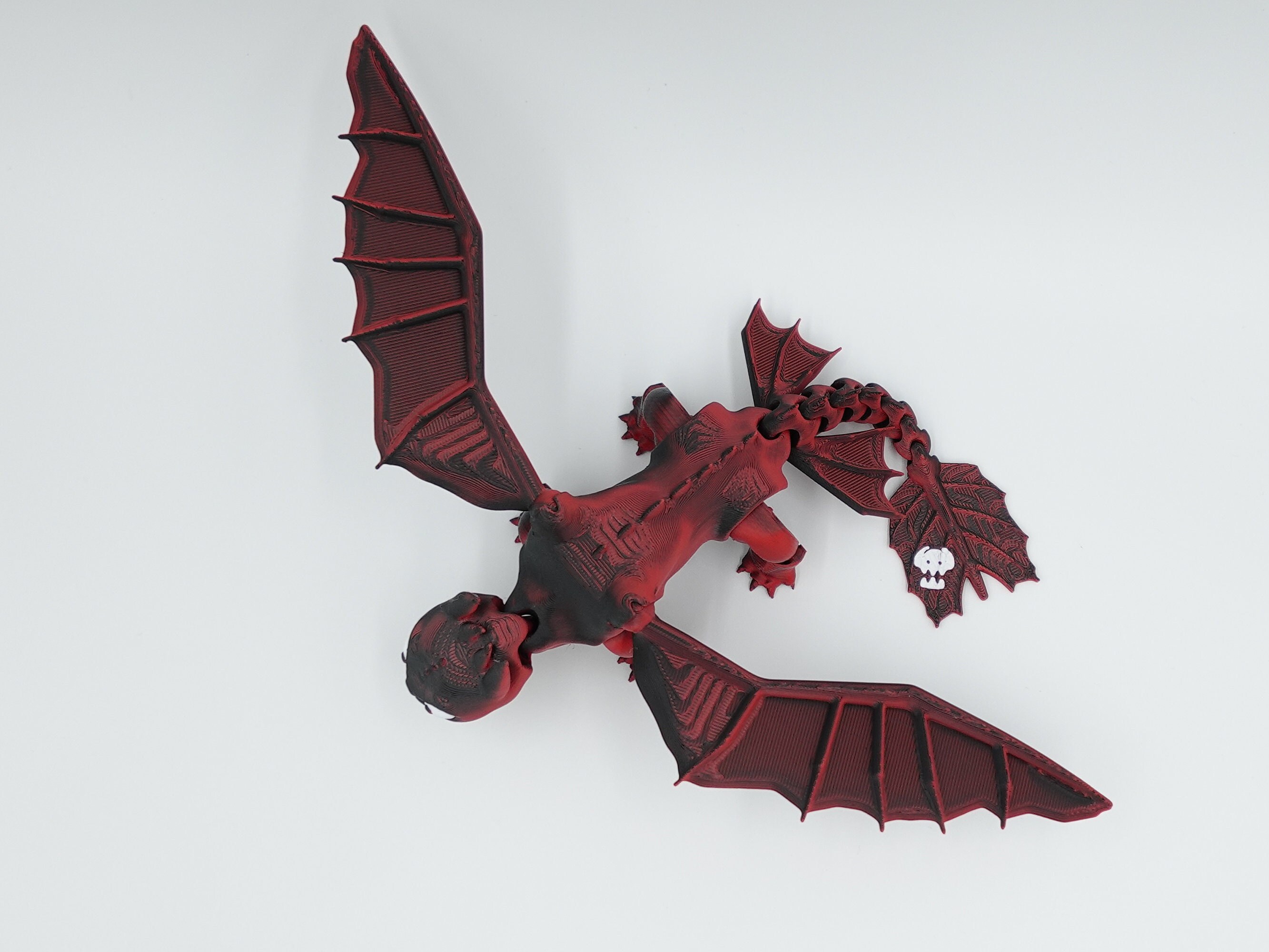 Red &amp; Black With White Eyes Toothless Baby 3D Dragon Articulated Fidget ...