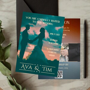 Love Couple, Buy Digital Wedding Invitation Template, Download and Edit, Minimalist Design Wedding Invite, Customize invitation