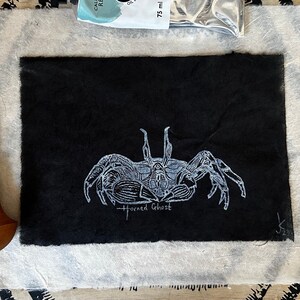 Horned Ghost Crab hand-drawn hand carved hand printed black lokta paper