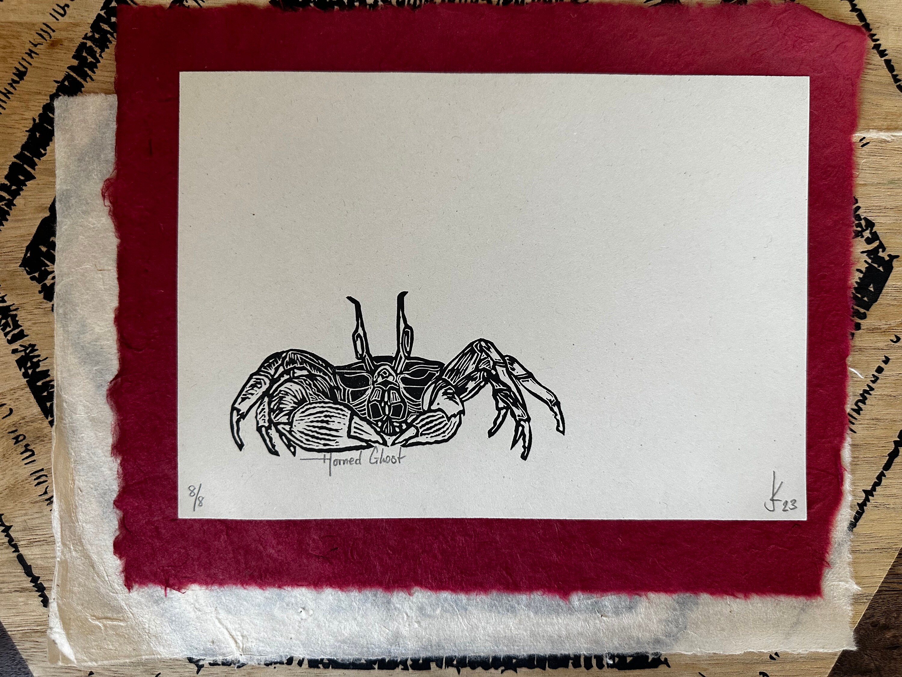 Limited Edition Numbered Horned Ghost Crab Hand Drawn Hand Carved Hand ...