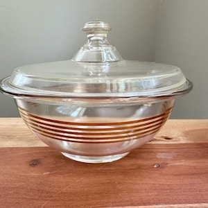 Vtg Pyrex #N-40 Round Casserole Dish Gold Clear Glass W/ #268 Lid 8.5” As Is