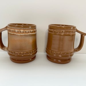 Vintage Frankoma Pottery Plainsman C10 Brown Coffee Tea Mug Cup 4” Set Of 2
