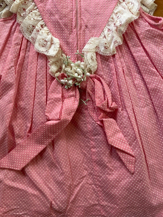 Vintage SEARS Little Girls Pink Dress With White … - image 5