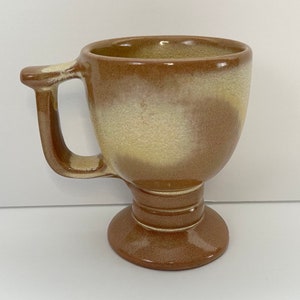 Vtg FRANKOMA Footed Mug Cup 13 Prairie Brown Primitive Style Pedestal Pottery 4”