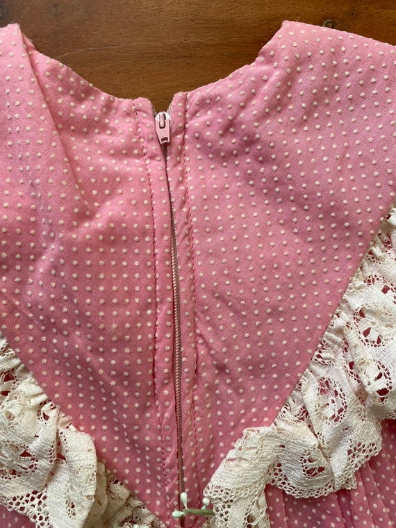 Vintage SEARS Little Girls Pink Dress With White … - image 4