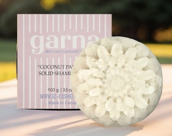 Garna Coconut Paradise Solid Shampoo Bar 100g/3.5 oz, Vegan and Natural Hair Care, Eco-Friendly & Handcrafted, Hydrates and Renews