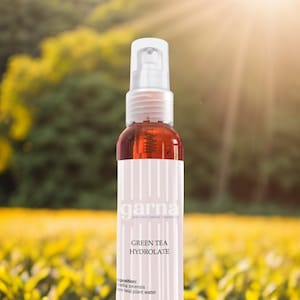 Acqua di foglie di tè verde Garna 3,4 fl oz, spray tonificante per viso e capelli Pore-Control, idratante, idrolato puro al 100%, per la cura della pelle, viso, cuoio capelluto