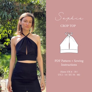 Halter neck crop top | sewing pattern and instructions | UK size 6 - 18