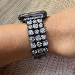 Diamond Link Apple Watch Band: Black Elegant Jewelry Strap