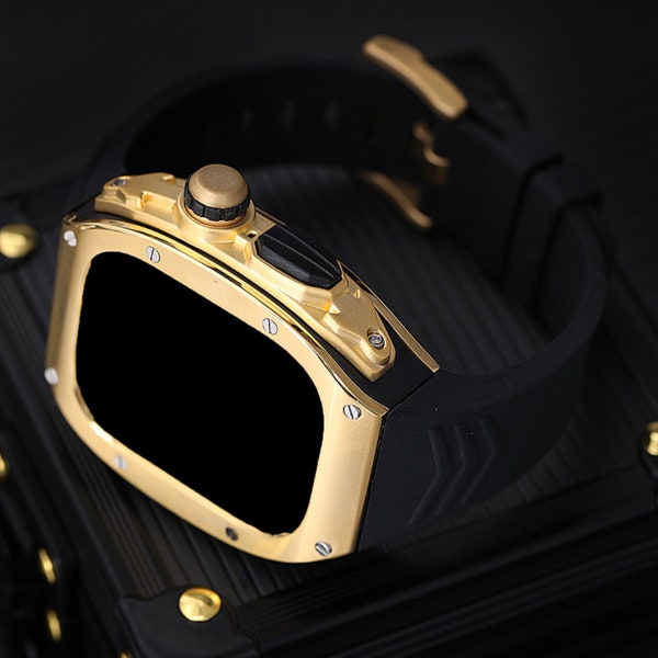 Apple Watch Rose Gold 49mm Stilvolles Edelstahlgehäuse Band Mod Kit Metallarmband iWatch Series 8 Series 9