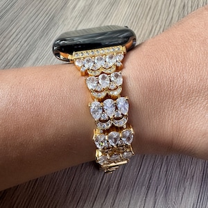 Gold Teardrop Crystal Apple Watch Band: Elegant Jewelry Strap
