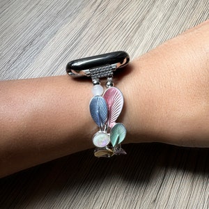 Sunset Dreams Leaf Apple Watch Band: Stainless Steel Elastic iWatch Strap