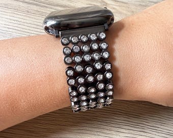 Black Diamond Crystal Bracelet Strap Bling for Apple Watch Series Stainless Steel Ultra 1 2 iWatch 10 to 1 SE 38 40 41 42 44 45 46 49mm