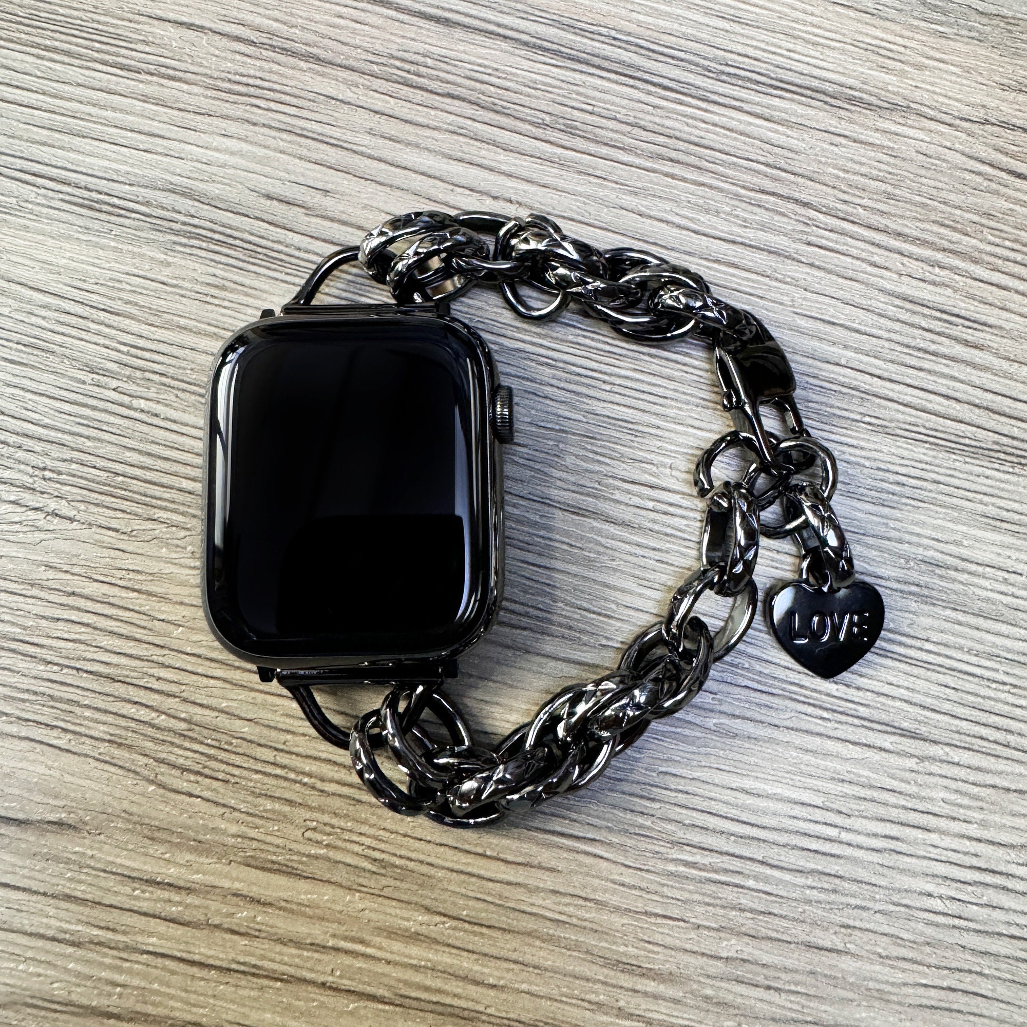 Silver Chain Link Apple Watch Band: Stainless Steel Iwatch  display picture 1