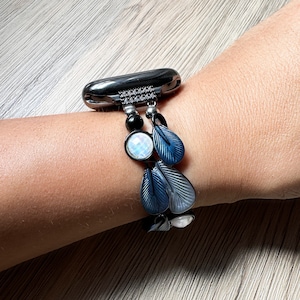 Mystic Night Leaf Apple Watch Band: Elastic Stainless Steel iWatch Strap