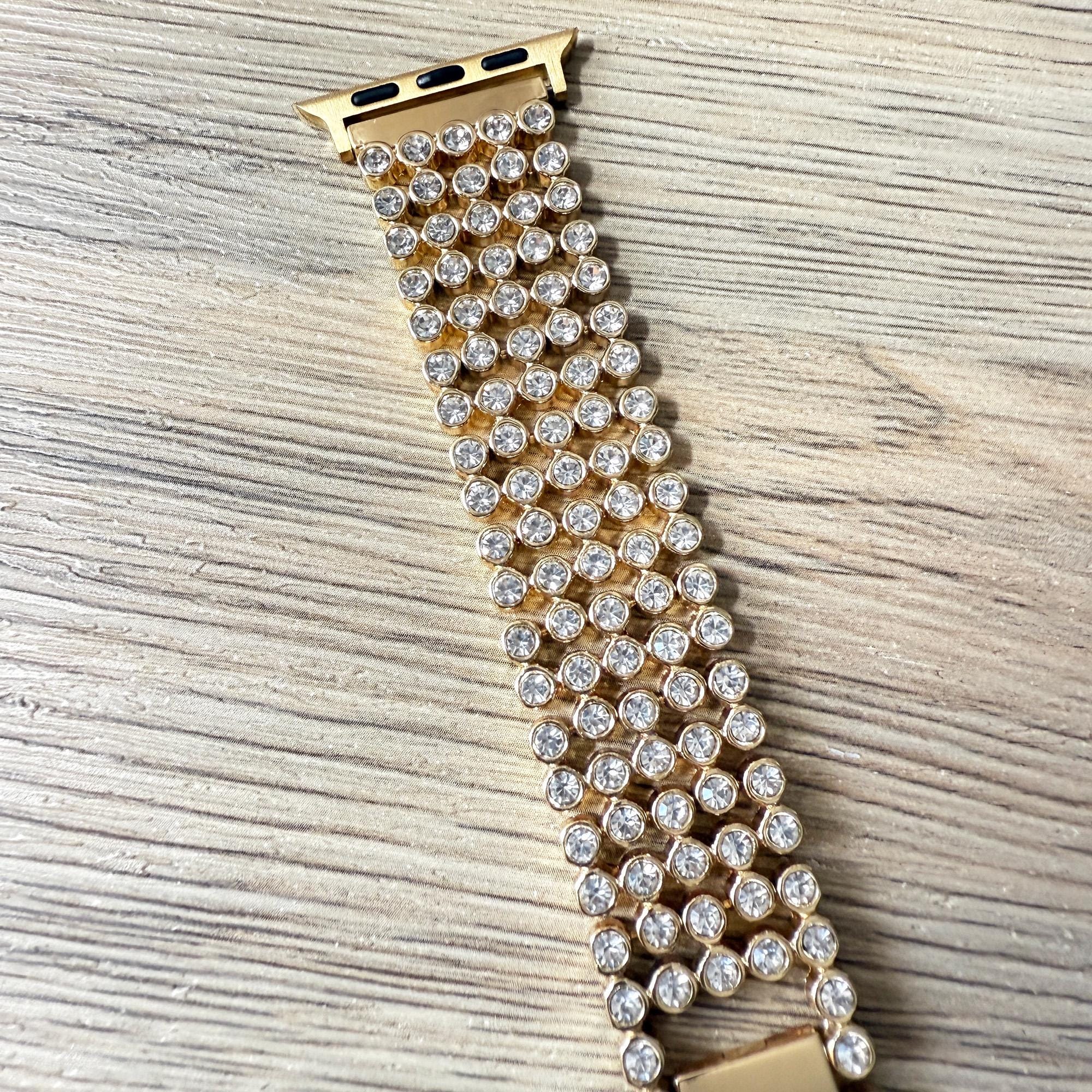 Gold Rhinestone Apple Watch Band: Crystal Bling Stainless 