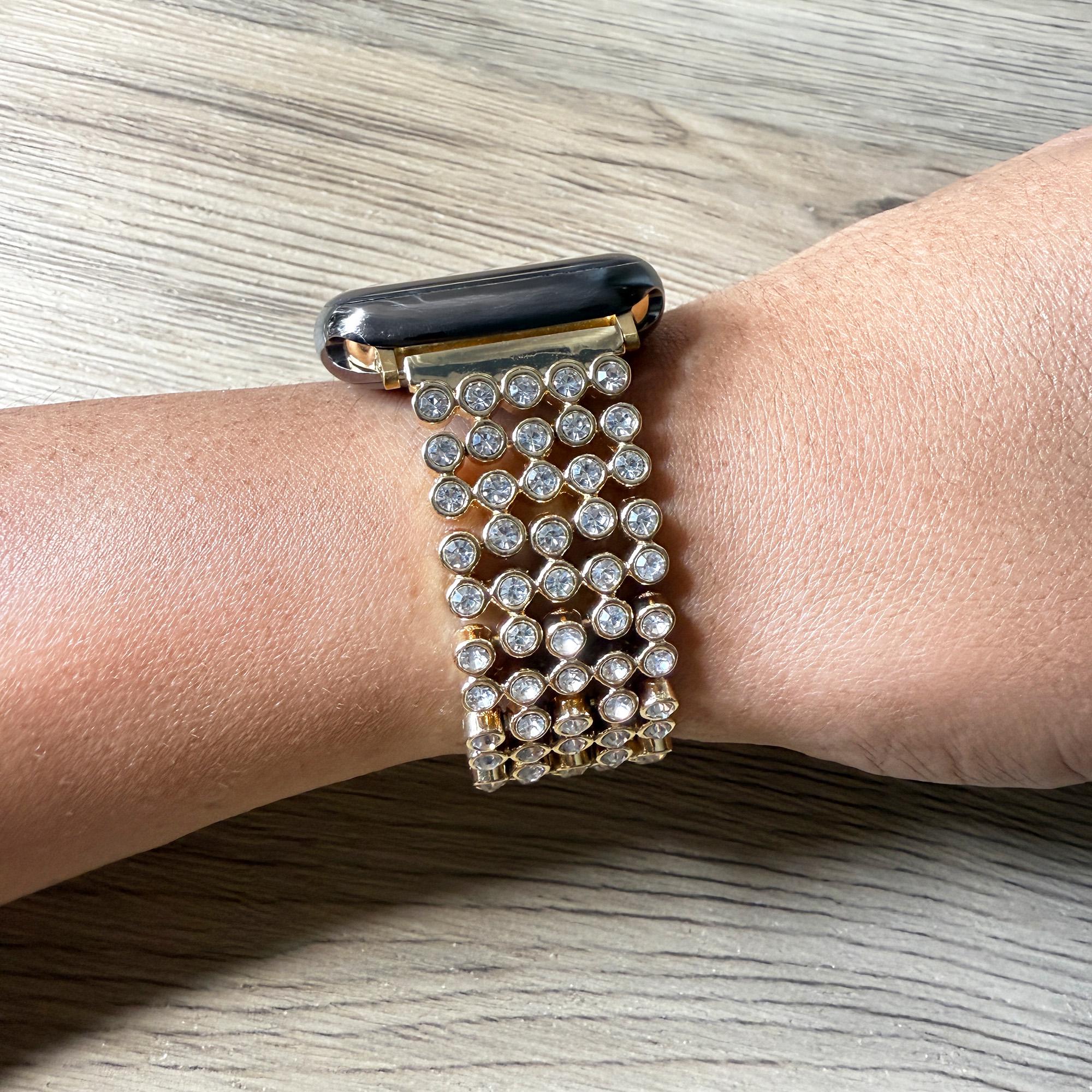 Gold Rhinestone Apple Watch Band: Crystal Bling Stainless  display picture 2