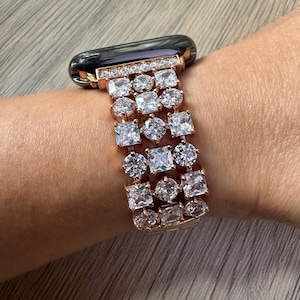 Rose Gold Lab Diamond Apple Watch Band: Elegant Link Strap