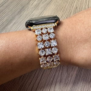 Gold Lab Diamond Apple Watch Band: Elegant Link Strap