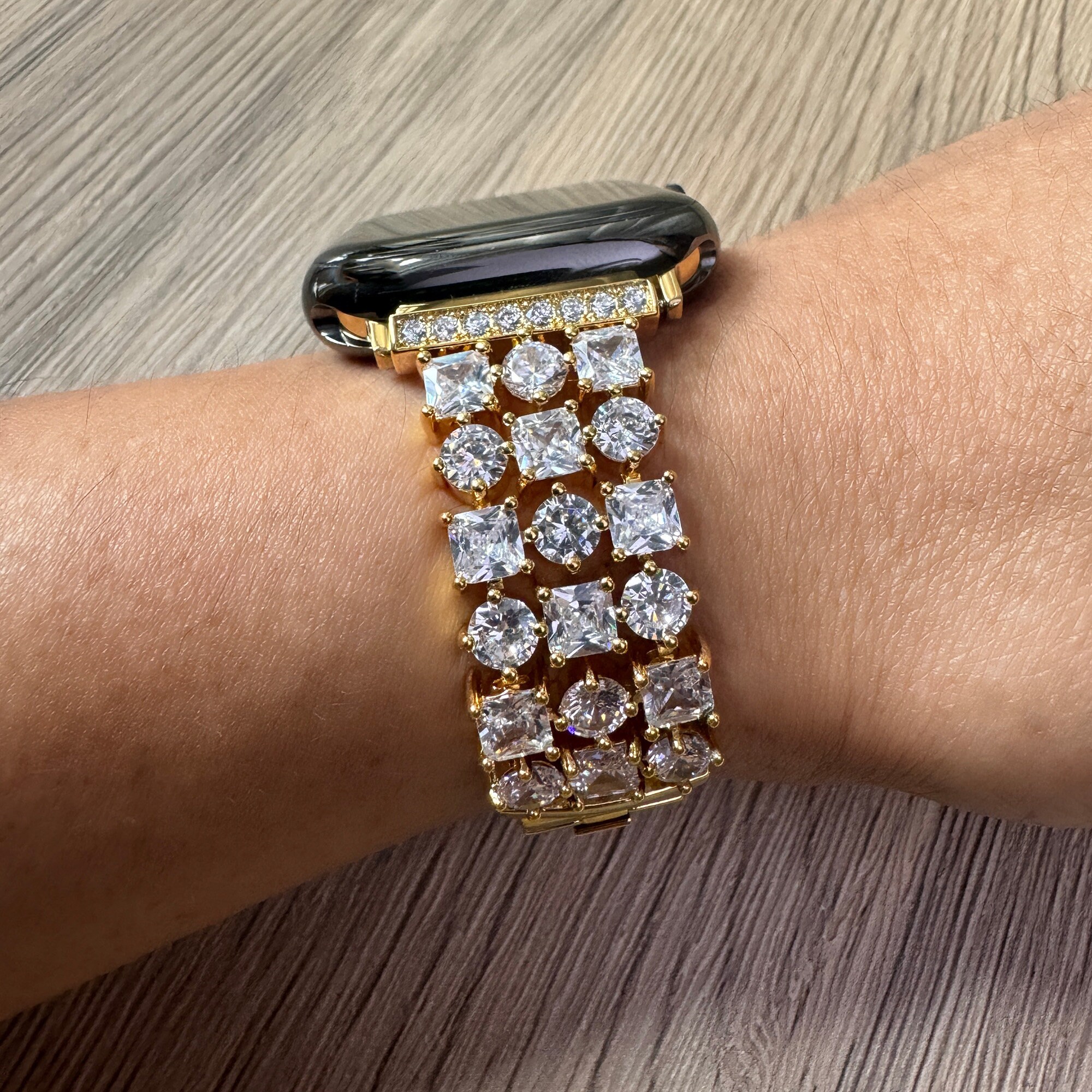 Gold Lab Diamond Apple Watch Band: Elegant Link Strap - Etsy display picture 1