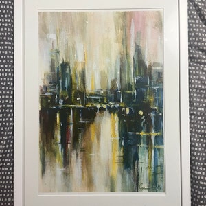Twilight Harbour, Watercolour Painting Print (un-framed).