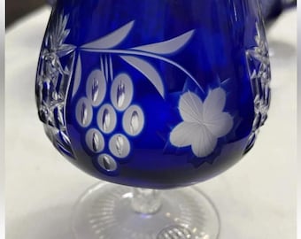 AJKA Crystal Bohemian Marsala Cobalt Blue Crystal Brandy Snifters Set of 6