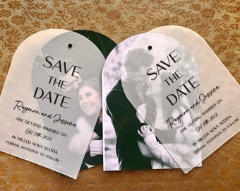 Wedding Save the Date- Archer collection, save the dates for weddings, arched photo save the dates with vellum overlay, modern wedding