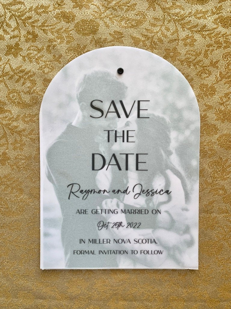 Wedding Save the Date Archer Collection, Save the Dates for Weddings,  Arched Photo Save the Dates With Vellum Overlay, Modern Wedding 