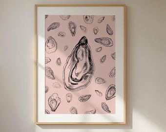 Oyster Wall Art Print, Sapphic Feminist Poster, Queer Gay Artwork, Lesbian LGBTQ Digital Download, Modern Aesthetic Home Decor
