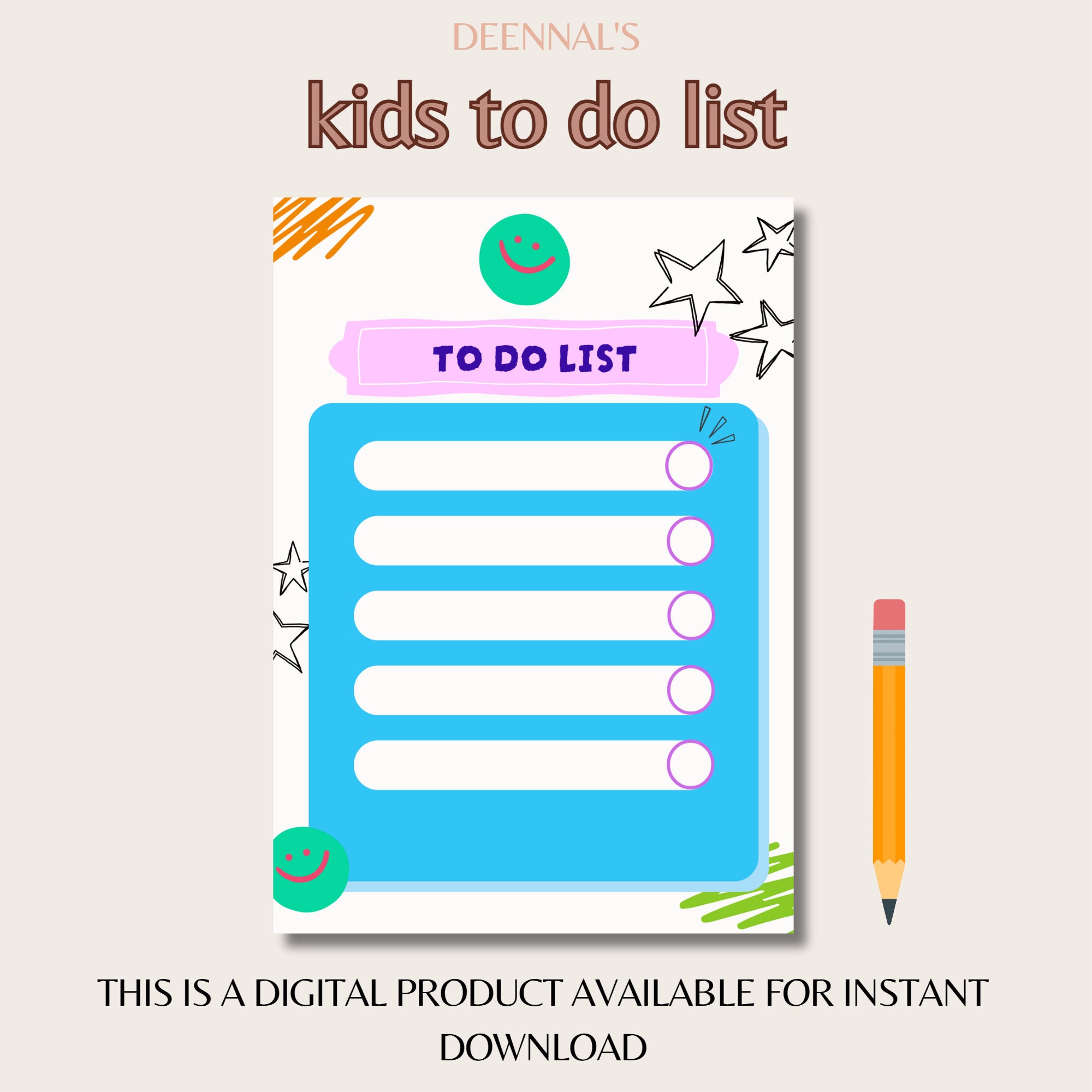 Kids to Do List, Checklist for Kids, to Do List for Kids, Chore Chart for Kids, Kids Daily