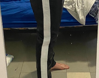 Pantalones de motociclista de piel de oveja para hombre, forrados de satén, cintura ajustable