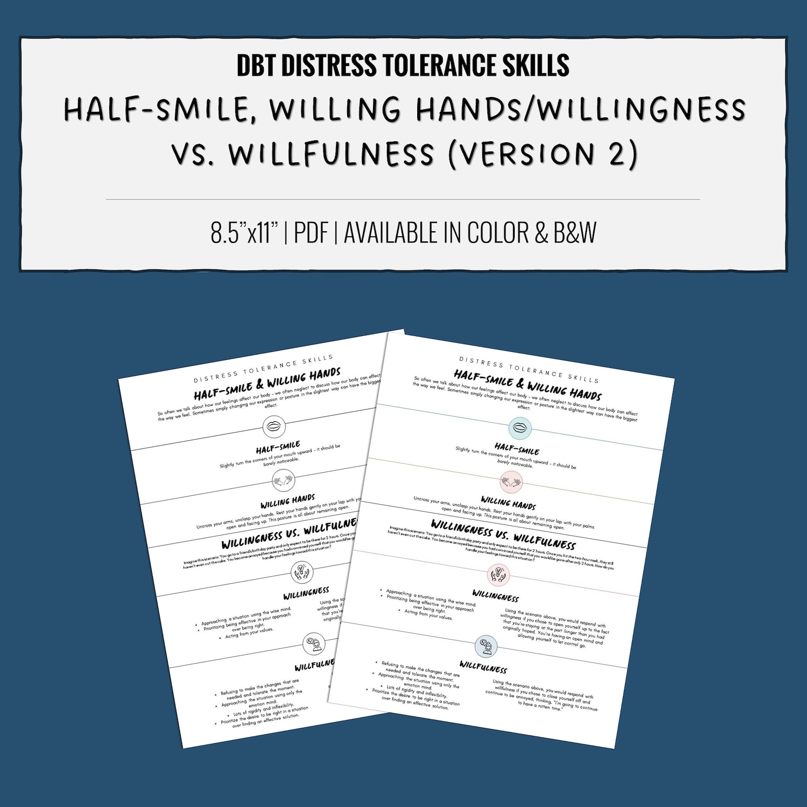 Halfsmile and Willing Hands/willingness Vs. Willfulness DBT Etsy