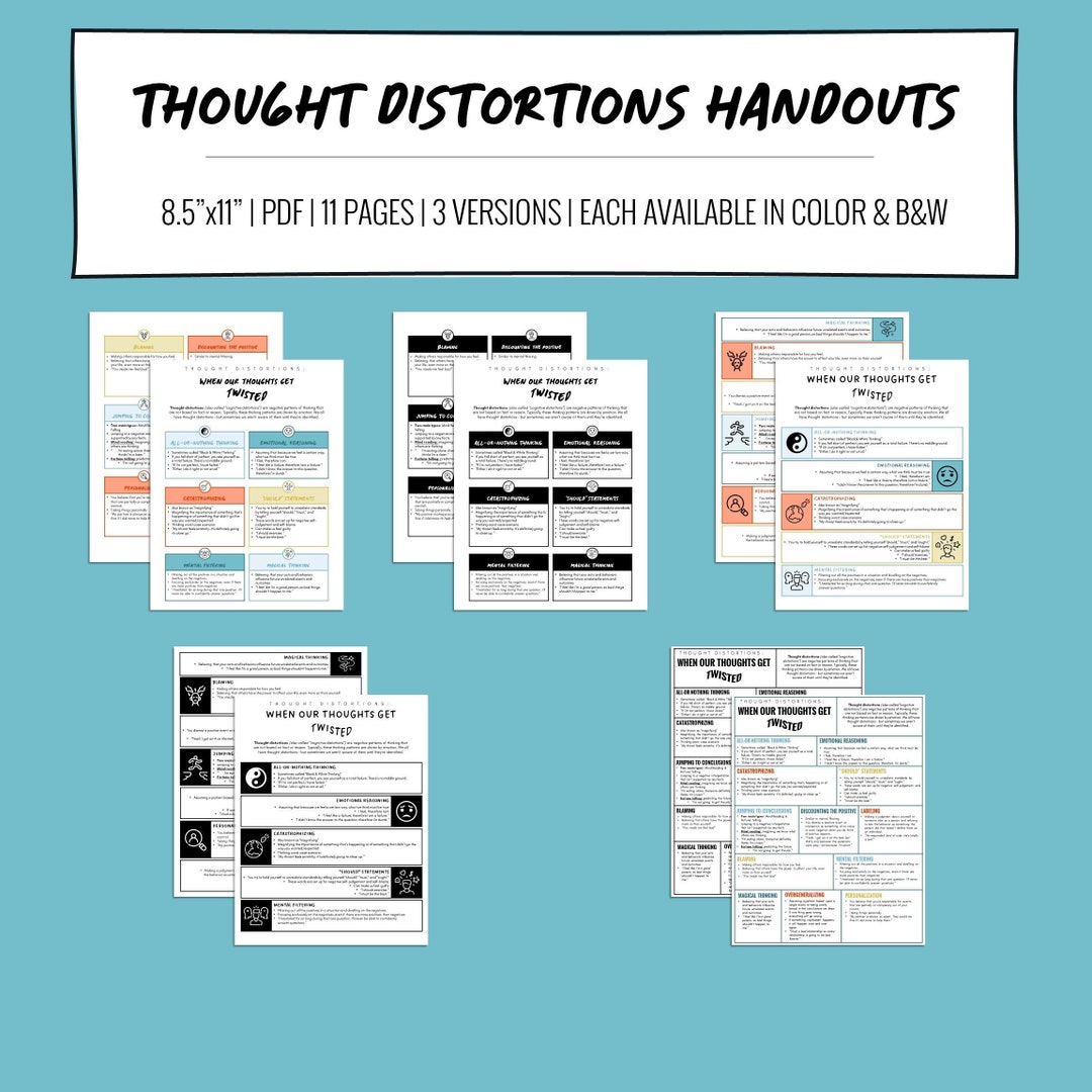 Thought Distortions cognitive Distortions Handouts Etsy