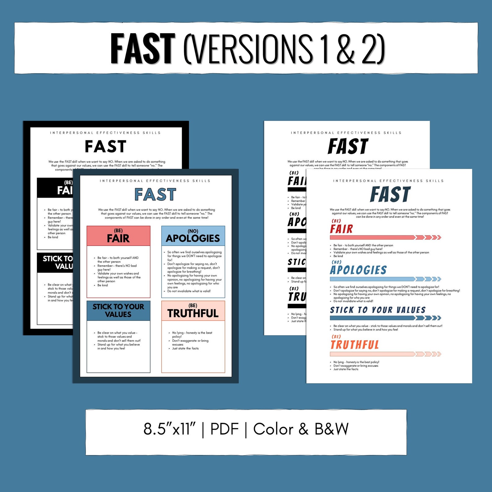 FAST DBT Interpersonal Effectiveness Skill Handouts - Etsy