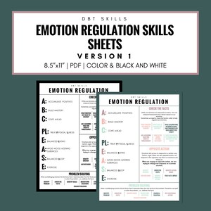 Emotion Regulation DBT Skills Sheets - Etsy