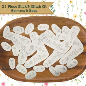 Stick and Stitch Hand Embroidery Flower Patterns: Water Soluble, Set of 21