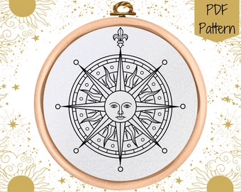 Sun Hand Embroidery Pattern - PDF Pattern Download - Celestial Design