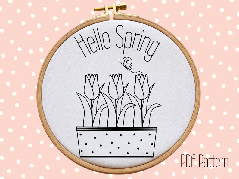Hand Embroidery PDF Pattern Tulip Embroidery Design Hello - Etsy