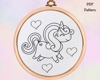 Unicorn Embroidery Pattern - PDF Pattern - Instant Download - Hand Embroidery Design