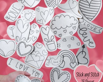 Heart Embroidery Stick and Stitch Patterns - Set of 23