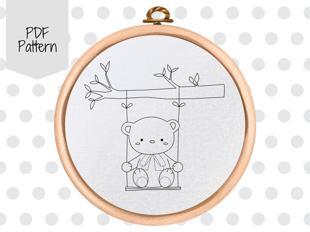 Baby Bear Hand Embroidery PDF Pattern, Children's Embroidery Design Etsy