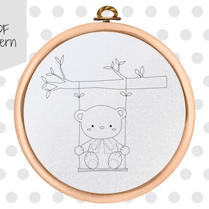 Baby Bear Hand Embroidery PDF Pattern, Children&#39;s Embroidery Design
