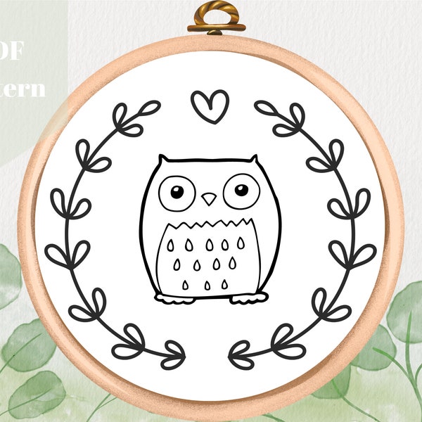 Owl Embroidery Pattern - PDF Pattern - Instant Download - Easy Embroidery Designs
