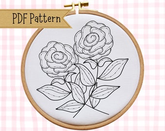 Hand Embroidery PDF Pattern, Flowers, Floral Embroidery Design, Multiple Sizes