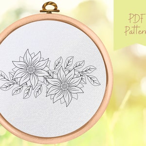 Floral Hand Embroidery Pattern: Flower Design (PDF Pattern)